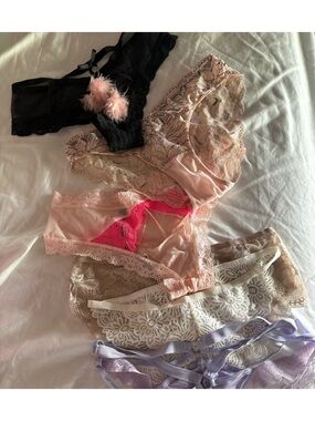 Victoria's Secret Very Sexy & Auden Brand Black Pink Nude Lace Panties 6 Pairs